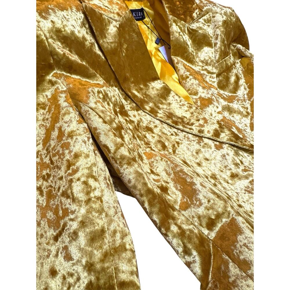 AKIRA “Dripping In Gold” Crushed Velvet Pant Suit Set NWT! - Picture 6 of 10